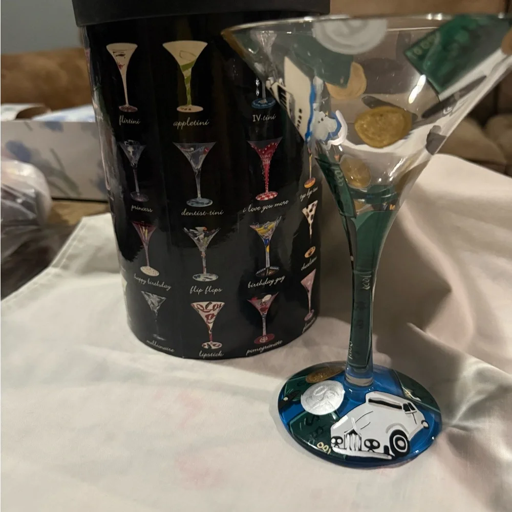 Vintage LOLITA Love My Martini "MILLIONAIRE" Martini Glass RETIRED Hand Painted - Picture 6 of 7